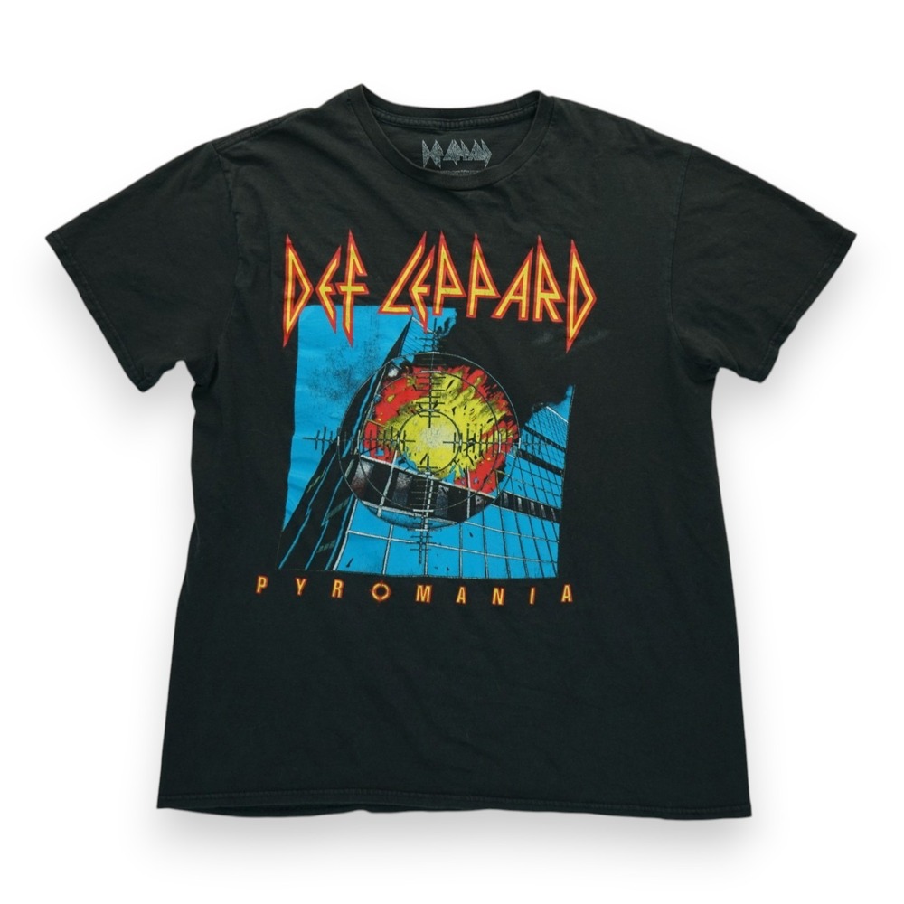 Def Leppard Pyromania Tour Tee Styled Vintage Band T-Shirt Large Black